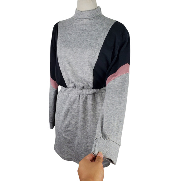 Bershka Womens Sz Small Color Block Sweatshirt Jersey Mini Dress - Picture 3 of 9